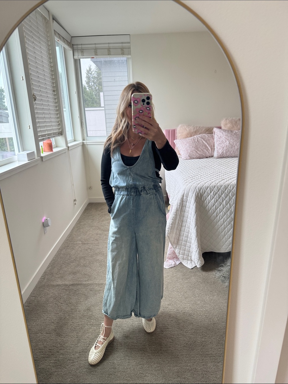 We The Free Light Blue Denim Wide-Leg Jumpsuit